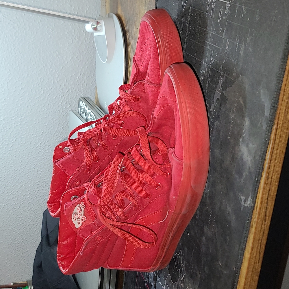 All Red Vans High Tops